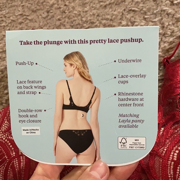 New Layla push up bra red lace multiple sizes - Picture 5 of 7